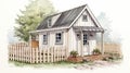 Charming Aquarellist Cabin With Picket Fence - A Unique Blend Of Art And Coziness Royalty Free Stock Photo