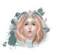 Watercolor drawing of girl zodiac sign, digital painting Royalty Free Stock Photo