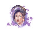 Watercolor drawing of girl zodiac sign, digital painting Royalty Free Stock Photo