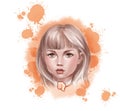 Watercolor drawing of girl zodiac sign, digital painting Royalty Free Stock Photo