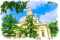 Watercolor drawing of The Grand Ducal Burial Vault mausoleum Neo-Baroque Royalty Free Stock Photo