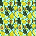 Watercolor drawing green avocado seamless pattern Royalty Free Stock Photo