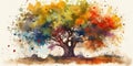 Watercolor drawing of an isolated olive tree. Royalty Free Stock Photo