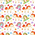 Pony pattern and rainbow doodle