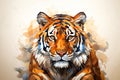 watercolor drawing Low poly tiger illustration generative ai Royalty Free Stock Photo