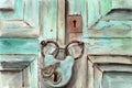 Watercolor drawing old wooden door, rusty lock Royalty Free Stock Photo