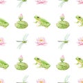 Watercolor drawing Pond, lake, swamp - seamless pattern Royalty Free Stock Photo