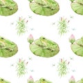 Watercolor drawing Pond, lake, swamp - seamless pattern Royalty Free Stock Photo