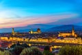 Watercolor drawing of Top aerial panoramic evening view of Florence city with Duomo Santa Maria del Fiore