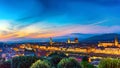 Watercolor drawing of Top aerial panoramic evening view of Florence city with Duomo Santa Maria del Fiore Royalty Free Stock Photo