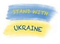 Drawing of Ukrainian flag with Stand with Ukraine message