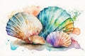 Watercolor drawing of various shells and snails