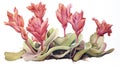 Watercolor Drawing of Welwitschia Mirabilis on White Background AI Generated