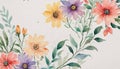 Watercolor drawing of wild flowers on a white background.