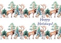 Watercolor drawing - winter card - happy holidays - postcard template