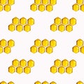 Watercolor drawing yellow honeycomb seamless cute pattern. Royalty Free Stock Photo