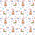 Watercolor drawings, christmas illustrations, seamless pattern. sketch