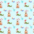 Watercolor drawings, christmas illustrations, seamless pattern. sketch