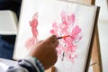 Watercolor drawings creation at painting art classes. Pink Flower Painting