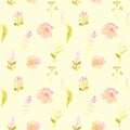 Watercolor drawings small flowers, seamless pattern