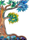 Watercolor drawn illustration of a peaceful tree on white Royalty Free Stock Photo