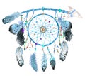 Watercolor dream catcher, Hand painted boho symbol