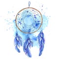 Watercolor dreamcatcher isolated on white background