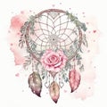 Watercolor dreamcatcher isolated on white. Generative AI