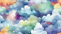 Watercolor Dreamy Clouds Pattern Royalty Free Stock Photo