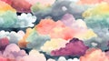 Watercolor Dreamy Clouds Pattern Royalty Free Stock Photo