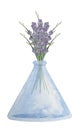 Watercolor dry lavender pampas in blue glass vase with rope twine