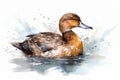 Watercolor duck illustration on white background