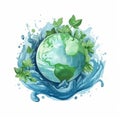 Watercolor Earth planet. Illustration AI Generative Royalty Free Stock Photo