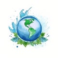 Watercolor Earth planet. Illustration AI Generative Royalty Free Stock Photo