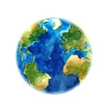 Watercolor Earth planet vector illustration Royalty Free Stock Photo