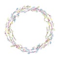 Watercolor Easter clipart . A wreath of blooming pussy willow branches.