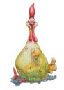 Watercolor Easter cockerel