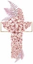 Watercolor Easter Cross Clipart, Hydrangea Flowers Frame Clip art, Pink Baptism Crosses, Religious illustration Wedding