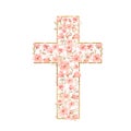 Watercolor Easter Cross Clipart, Spring Coral Floral Arrangements, Baptism Crosses DIY Invitation, Greenery Easter clipart, Holy