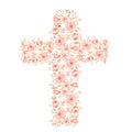 Watercolor Easter Cross Clipart, Spring Coral Floral Arrangements, Baptism Crosses DIY Invitation, Greenery Easter clipart, Holy Royalty Free Stock Photo