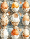 Watercolor Easter Eggs in Holders Pattern Royalty Free Stock Photo