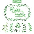 Watercolor Easter template.Word,leaves,branshes Royalty Free Stock Photo