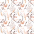 Watercolor ecological seamless pattern, colorfull hand drawn background