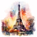 Watercolor Eiffel Tower Generative AI