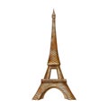 Watercolor Eiffel tower in Paris. Paris sightseeing landmark tower. French tourist attraction. Hand drawn design element