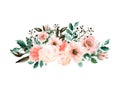 Watercolor elegant vintage bouquet green teal pink blush flower gold and black boyanical