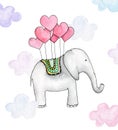 Watercolor elephant . Cartoon animal Royalty Free Stock Photo