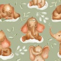 Watercolor elephants for nursery