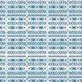 Watercolor ethnic boho seamless pattern of ornament, tribal sign on white-blue background Royalty Free Stock Photo