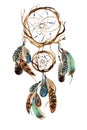 Watercolor ethnic dreamcatcher.